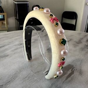 Ivory Bow and Pearl Alice Headband